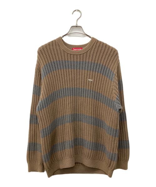SUPREME（シュプリーム）SUPREME (シュプリーム) 25SS Stripe Small Box Sweater ブラウン×グレー サイズ:Lの古着・服飾アイテム