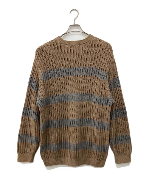 SUPREME（シュプリーム）SUPREME (シュプリーム) 25SS Stripe Small Box Sweater ブラウン×グレー サイズ:Lの古着・服飾アイテム