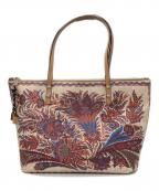 ETROエトロ）の古着「花柄トートバッグ」｜ベージュ×ボルドー