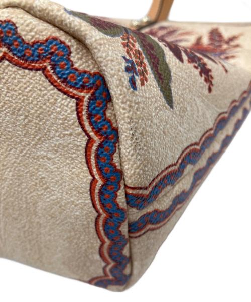 ETRO（エトロ）ETRO (エトロ) 花柄トートバッグ ベージュ×ボルドーの古着・服飾アイテム