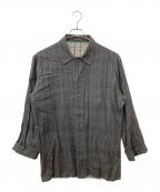 Yohji Yamamoto pour hommeヨウジヤマモト プールオム）の古着「00SS チェックレーヨンロングシャツコート」｜グレー