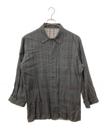 Yohji Yamamoto pour homme（ヨウジヤマモト プールオム）の古着「00SS チェックレーヨンロングシャツコート」｜グレー