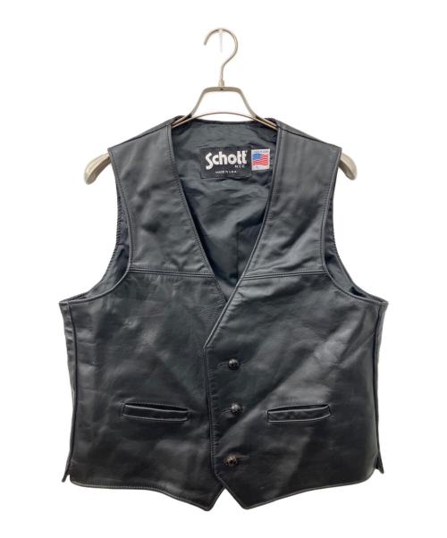 Schott（ショット）Schott (ショット) レザーベスト ブラック サイズ:Lの古着・服飾アイテム