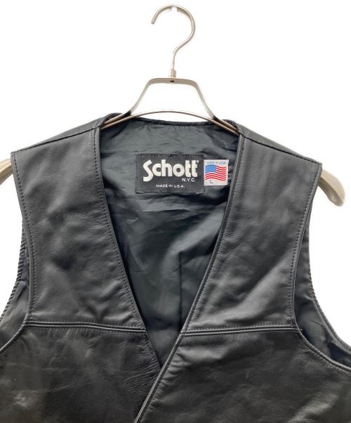 Schott（ショット）Schott (ショット) レザーベスト ブラック サイズ:Lの古着・服飾アイテム