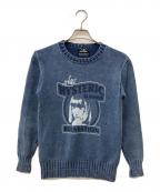 Hysteric Glamour×original Bluesヒステリックグラマー×オリジナルブルース）の古着「ガール ロゴ コットン ニット セーター」｜インディゴ
