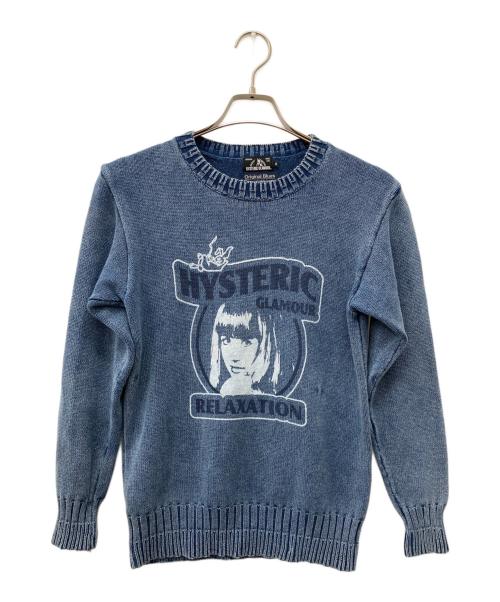 Hysteric Glamour（ヒステリックグラマー）Hysteric Glamour (ヒステリックグラマー) original Blues (オリジナルブルース) ガール ロゴ コットン ニット セーター インディゴ サイズ:Sの古着・服飾アイテム