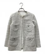 ANAYIアナイ）の古着「ミックスツィードノーカラーハーフ」｜ホワイト