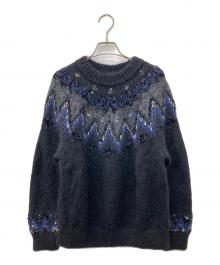 Coohem（コーヘン）の古着「MOHAIR NORDIC KNIT/モヘアノルディックニット」｜ブラック