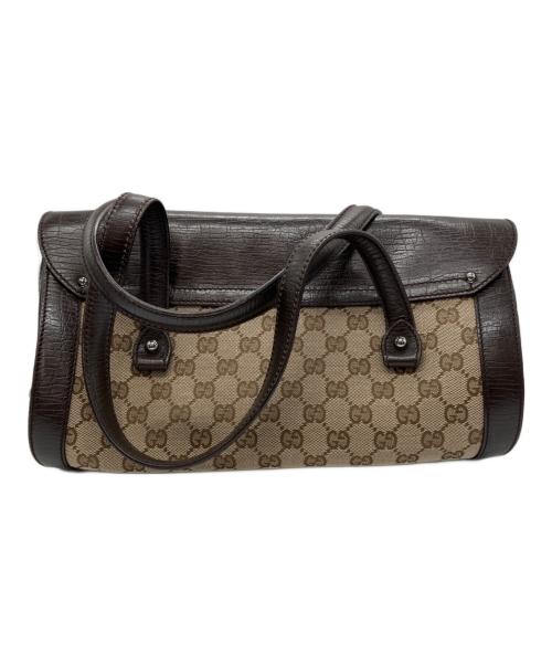 GUCCI（グッチ）GUCCI (グッチ) バンブーミニボストンバッグ GGキャンバス キャンバス×レザー ハンドバッグ ブラウンの古着・服飾アイテム