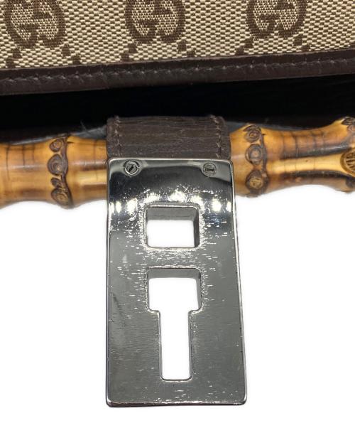 GUCCI（グッチ）GUCCI (グッチ) バンブーミニボストンバッグ GGキャンバス キャンバス×レザー ハンドバッグ ブラウンの古着・服飾アイテム