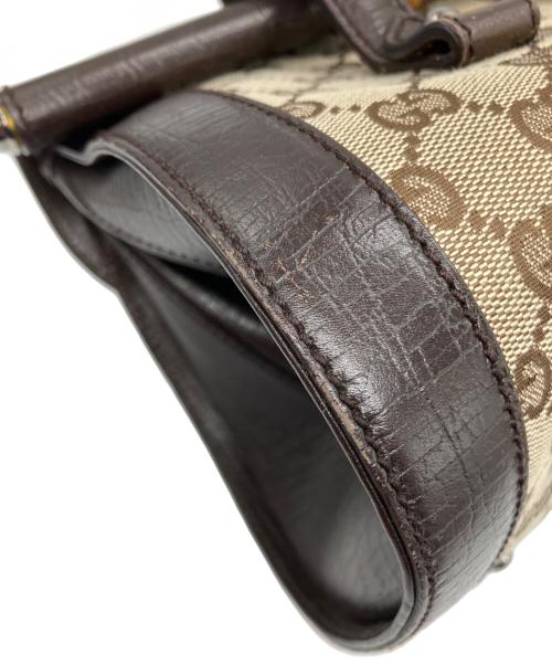 GUCCI（グッチ）GUCCI (グッチ) バンブーミニボストンバッグ GGキャンバス キャンバス×レザー ハンドバッグ ブラウンの古着・服飾アイテム