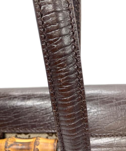 GUCCI（グッチ）GUCCI (グッチ) バンブーミニボストンバッグ GGキャンバス キャンバス×レザー ハンドバッグ ブラウンの古着・服飾アイテム