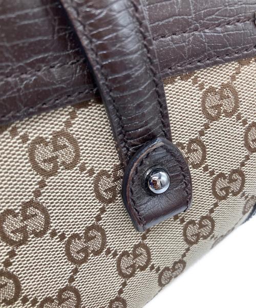 GUCCI（グッチ）GUCCI (グッチ) バンブーミニボストンバッグ GGキャンバス キャンバス×レザー ハンドバッグ ブラウンの古着・服飾アイテム