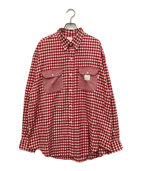 KARL HELMUT（カールヘルム）Karl Helmut (カールヘルム) ギンガムチェックネルシャツ レッド サイズ:Mの古着・服飾アイテム