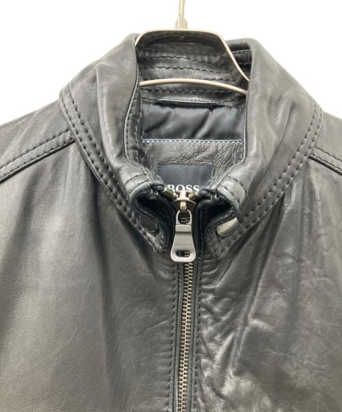 HUGO BOSS（ヒューゴ ボス）HUGO BOSS (ヒューゴ ボス) ラムレザージャケット ブラック サイズ:46の古着・服飾アイテム