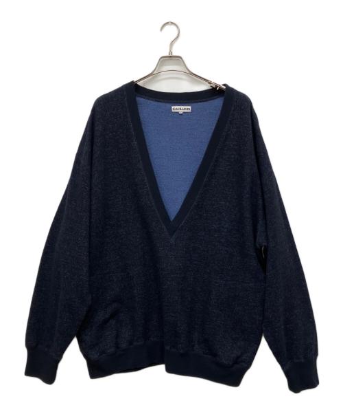CAHLUMN（カウラム）CAHLUMN (カウラム) Merino Wool+Cotton Loop Back V-neck Sweatshirt ネイビー サイズ:XXLの古着・服飾アイテム