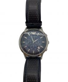 EMPORIO ARMANI（エンポリオ アルマーニ）の古着「腕時計　クォーツ　レザーベルト」｜ネイビー