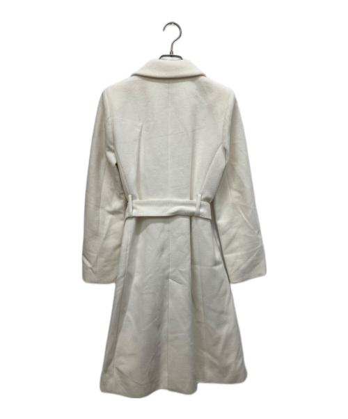 NOLLEY'S（ノーリーズ）NOLLEY'S (ノーリーズ) ベルテッドアンゴラブレンドコート ホワイト サイズ:36の古着・服飾アイテム