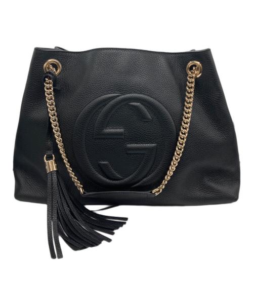 GUCCI（グッチ）GUCCI (グッチ) インターロッキングGチェーンショルダーバッグ ブラックの古着・服飾アイテム