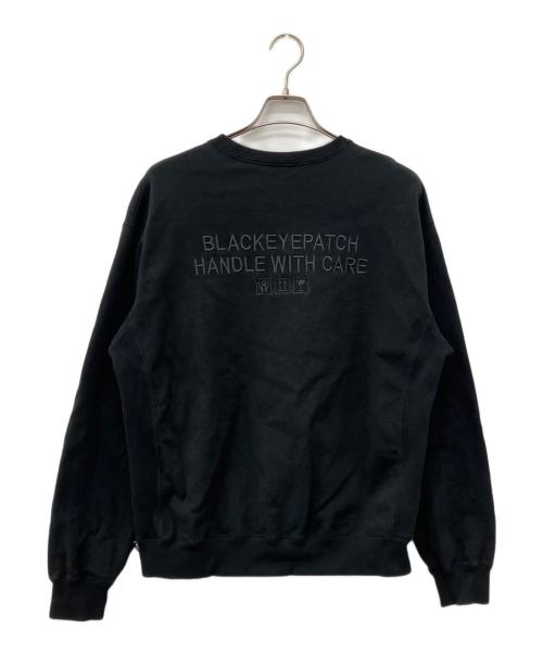THE BLACK EYE PATCH（ブラックアイパッチ）THE BLACK EYE PATCH (ブラックアイパッチ) HANDLE WITH CARE CREW SWEAT ブラック サイズ:Mの古着・服飾アイテム