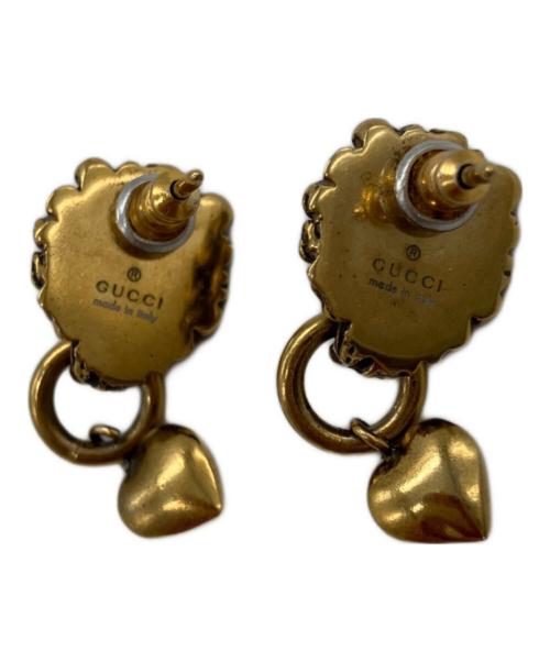 GUCCI（グッチ）GUCCI (グッチ) ライオンヘッド＆ハート ピアス ゴールドの古着・服飾アイテム