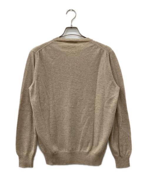 maison kitsune（メゾンキツネ）maison kitsune (メゾンキツネ) カシミア100％Vネックニット ベージュ サイズ:Mの古着・服飾アイテム