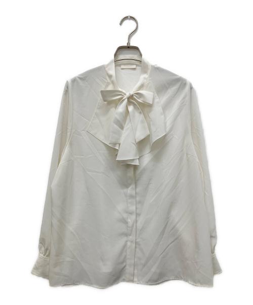 BALLSEY（ボールジィ）BALLSEY (ボールジィ) クリアデシン フリルボウタイブラウス ホワイト サイズ:36の古着・服飾アイテム