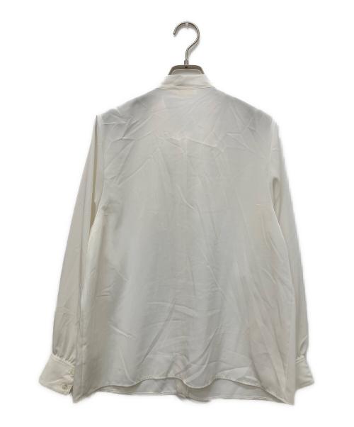 BALLSEY（ボールジィ）BALLSEY (ボールジィ) クリアデシン フリルボウタイブラウス ホワイト サイズ:36の古着・服飾アイテム