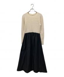 BALLSEY（ボールジィ）の古着「リンクスリブコンビ クルーネックワンピース」｜アイボリー×ブラック