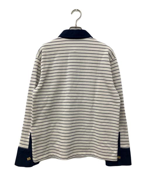 GANNI（ガニー）GANNI (ガニー) Single Piquet Jersey Polo ベージュ×ネイビー サイズ:Sの古着・服飾アイテム