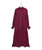 IENAイエナ）の古着「レトロフラワーティアードワンピース」｜レッド