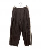 My Beautiful Landletマイビューティフルランドレット）の古着「TROPICAL CLOTH SIDE LINE WIDE PANTS」｜ブラウン