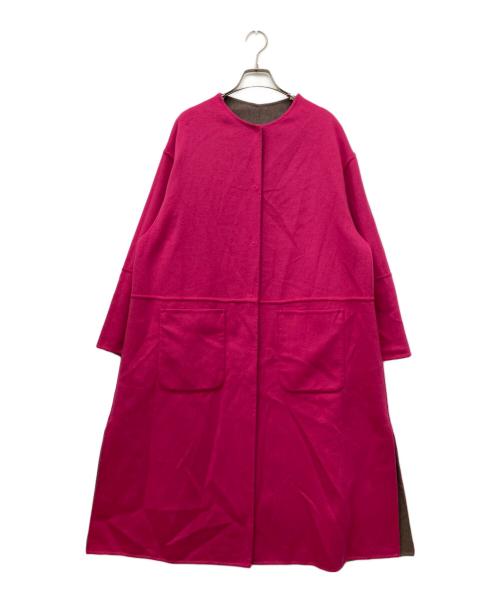 SIMPLICITE（シンプリシテ）simplicite (シンプリシテ) S120ブレンドリバーシブルコート ピンク×ベージュ サイズ:Mの古着・服飾アイテム