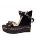 Christian Louboutin (クリスチャン・ルブタン) カタ クロウ スタッズウェッジソール サンダル ブラック サイズ:36：12000円