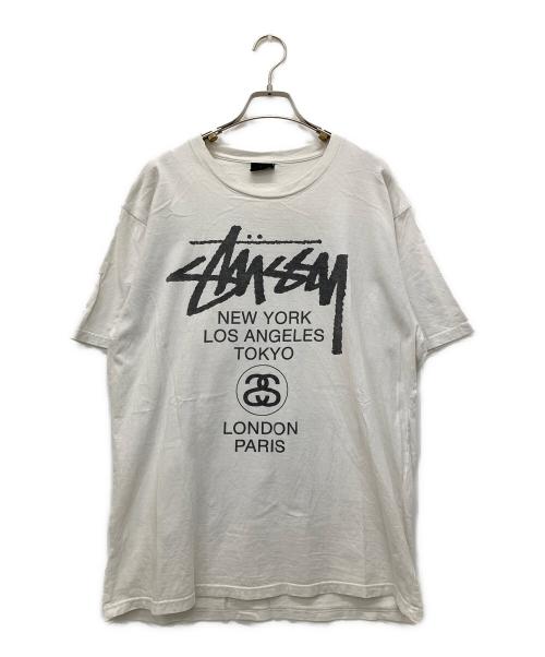 stussy（ステューシー）stussy (ステューシー) ワールドツアーTシャツ ホワイト サイズ:Ｌの古着・服飾アイテム