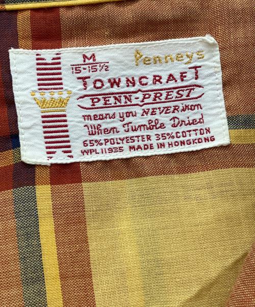 TOWN CRAFT（タウンクラフト）TOWN CRAFT (タウンクラフト) 60～70ｓオープンカラーチェックシャツ イエロー サイズ:Mの古着・服飾アイテム