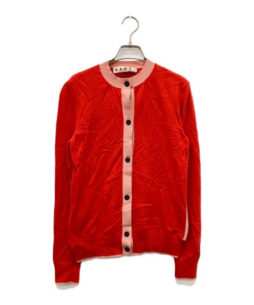 MARNI（マルニ）MARNI (マルニ) クルーネックバイカラーカーディガン レッド サイズ:42の古着・服飾アイテム
