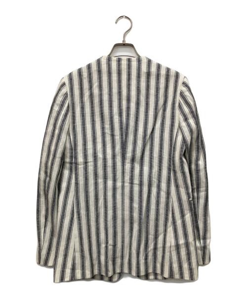 BEIGE（ベイジ）BEIGE (ベイジ) ストライプノーカラージャケット ホワイト サイズ:Mの古着・服飾アイテム