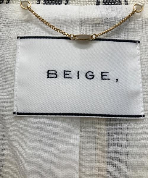 BEIGE（ベイジ）BEIGE (ベイジ) ストライプノーカラージャケット ホワイト サイズ:Mの古着・服飾アイテム