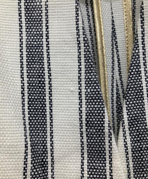 BEIGE（ベイジ）BEIGE (ベイジ) ストライプノーカラージャケット ホワイト サイズ:Mの古着・服飾アイテム