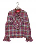 Vivienne Westwood RED LABELヴィヴィアンウエストウッドレッドレーベル）の古着「ハートフリルチェックシャツブラウス」｜ピンク