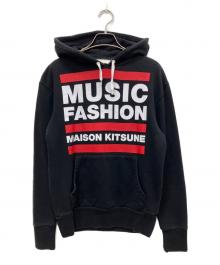 maison kitsune（メゾンキツネ）の古着「プルオーバーパーカー」｜ブラック