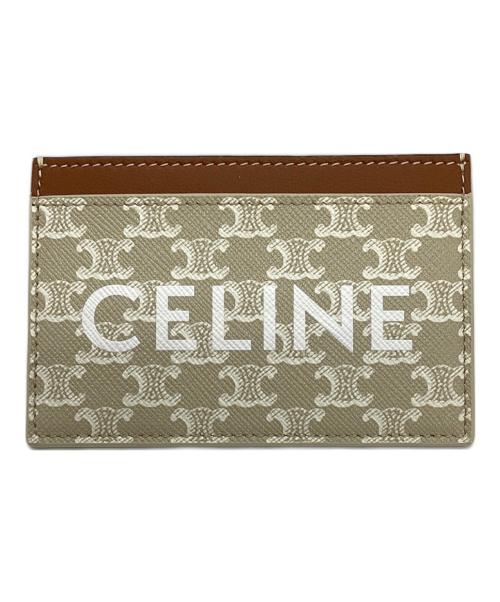 CELINE（セリーヌ）CELINE (セリーヌ) トリオンフキャンバスロゴカードホルダー ベージュの古着・服飾アイテム