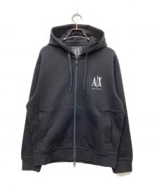 ARMANI EXCHANGE（アルマーニ エクスチェンジ）の古着「ICON ジップアップフーデッドスウェットシャツ」｜ブラック