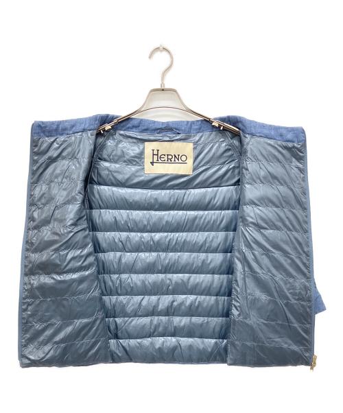 HERNO（ヘルノ）HERNO (ヘルノ) ノーカラーライトダウンジャケット インディゴ サイズ:40の古着・服飾アイテム