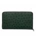 BOTTEGA VENETA（ボッテガベネタ）の古着「オーストリッチラウンドファスナーウォレット」｜グリーン