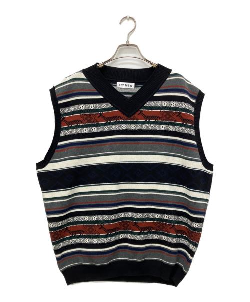 TTT MSW（ティー）TTT MSW (ティー) Nordic Knit Vest ブラック サイズ:XLの古着・服飾アイテム