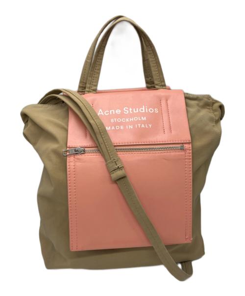 Acne studios（アクネ ストゥディオズ）ACNE STUDIOS (アクネ ストゥディオズ) ペイパリーナイロントートバッグ ブラウンの古着・服飾アイテム