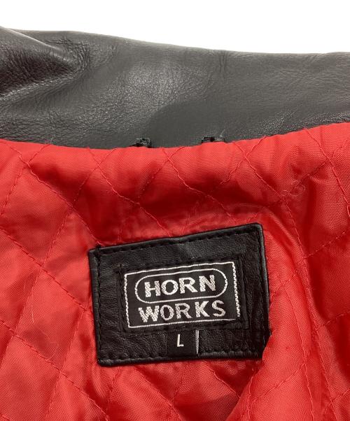 HORN WORKS（ホーンワークス）HORN WORKS (ホーンワークス) ダブルライダースジャケット ブラック サイズ:Lの古着・服飾アイテム