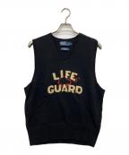 POLO RALPH LAURENポロ・ラルフローレン）の古着「ラグビーハンドニットベスト」｜ブラック